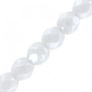 Czech Fire polished faceted glass beads 3mm Chalk white shimmer